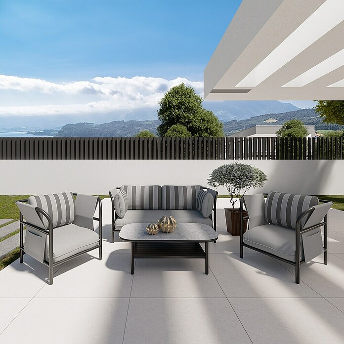 Kactus republic Conjunto de muebles Montecarlo (4 pzs., Aluminio, Gris) | BAUHAUS