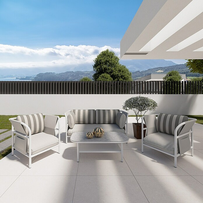 Kactus republic Conjunto de muebles Montecarlo (4 pzs., Aluminio, Blanco) | BAUHAUS