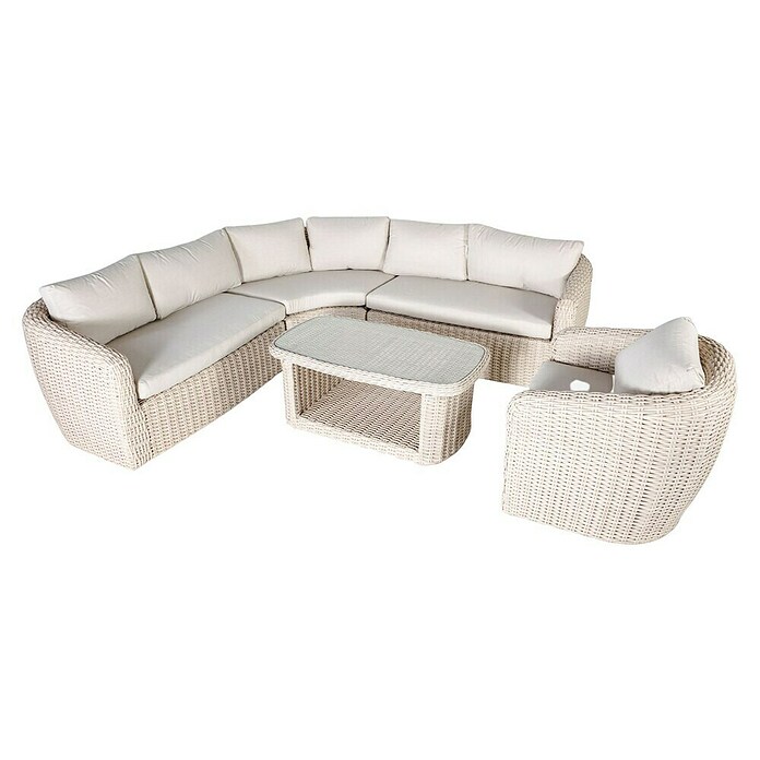Kactus republic Conjunto de muebles Morea (5 pzs., Aluminio/Ratán sintético, Perla) | BAUHAUS
