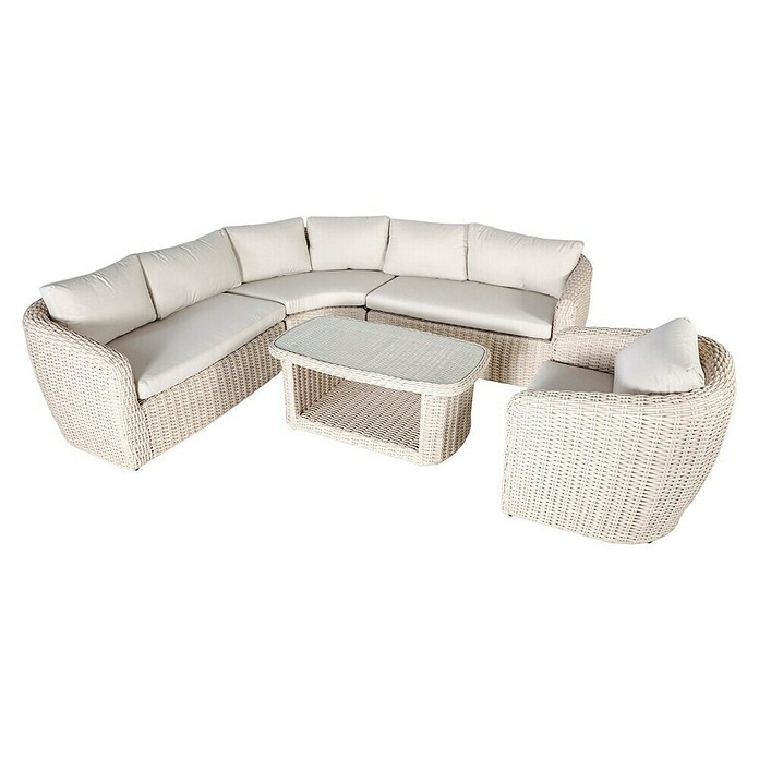 Kactus republic Conjunto de muebles Morea (5 pzs., Aluminio/Ratán sintético, Perla) | BAUHAUS