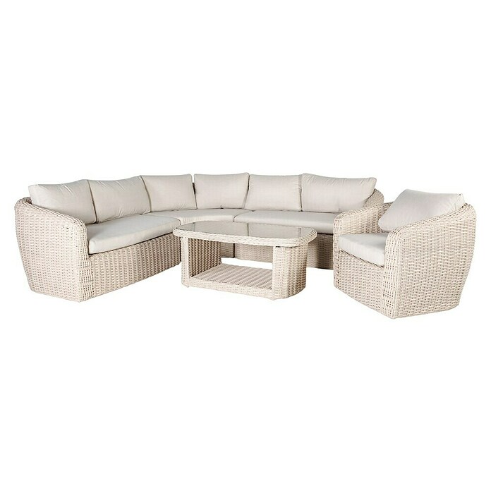 Kactus republic Conjunto de muebles Morea (5 pzs., Aluminio/Ratán sintético, Perla) | BAUHAUS