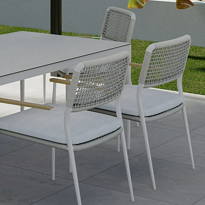Kactus republic Conjunto de muebles Morea (7 pzs., Aluminio/Cuerda, Perla) | BAUHAUS