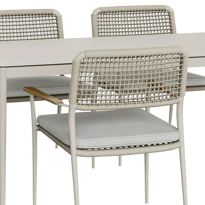 Kactus republic Conjunto de muebles Morea (7 pzs., Aluminio/Cuerda, Perla) | BAUHAUS
