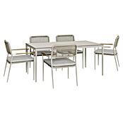 Kactus republic Conjunto de muebles Morea (7 pzs., Aluminio/Cuerda, Perla) | BAUHAUS