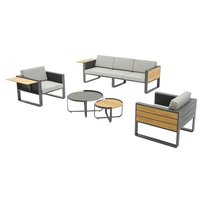 Kactus republic Conjunto de muebles Mónaco (5 pzs., Aluminio/Teca, Antracita) | BAUHAUS