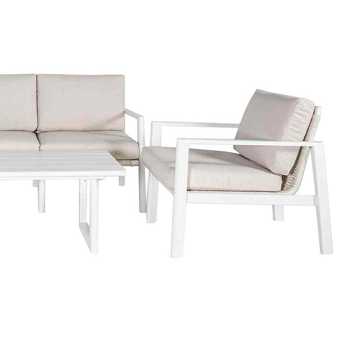 Kactus republic Conjunto de muebles Onix (4 pzs., Aluminio/Ratán sintético, Blanco) | BAUHAUS