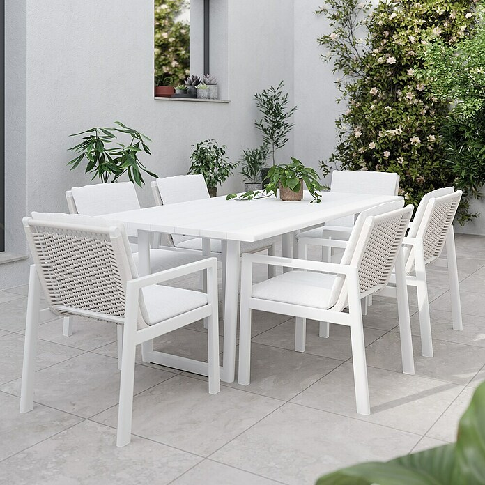 Kactus republic Conjunto de muebles Onix (7 pzs., Aluminio/Ratán sintético, Blanco) | BAUHAUS