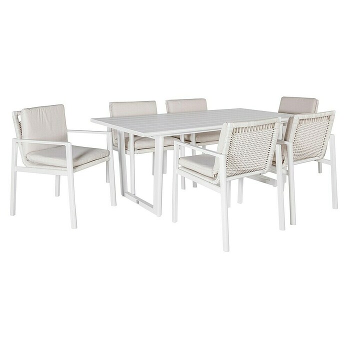 Kactus republic Conjunto de muebles Onix (7 pzs., Aluminio/Ratán sintético, Blanco) | BAUHAUS