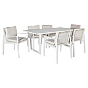 Kactus republic Conjunto de muebles Onix (7 pzs., Aluminio/Ratán sintético, Blanco) | BAUHAUS