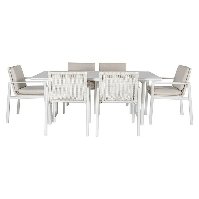 Kactus republic Conjunto de muebles Onix (7 pzs., Aluminio/Ratán sintético, Blanco) | BAUHAUS
