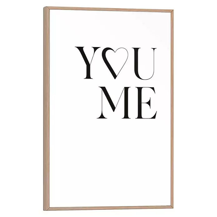 Reinders Bild Slim Frame Wood - You Love Me, B x H: 20 x 30 cm - Gerahmtes Bild mit hellem Holzrahmen. Es zeigt 'YOU ME' in schwarzem Text, wobei ein Herz das 'O' in 'YOU' ersetzt.