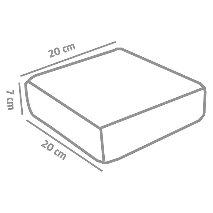 Pflasterstein Times - Grau/Anthrazit, 20 x 20 x 7 cm, Quadratisch - Weißer rechteckiger Kasten mit abgerundeten Ecken, Maße 20x20x7 cm.