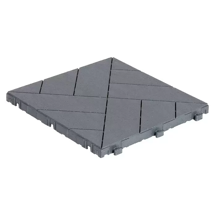 Klickfliese Parquet - 30 x 30 x 2,2 cm, Stahlgrau, 6 Stk. - Dunkelgraue, ineinandergreifende Verbundfliese mit segmentierter, geometrischer Oberfläche.