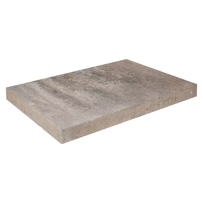 EHL Terrassenplatte Olinda - 60 x 40 x 4 cm, Muschelkalk, Beton - Rechteckiger Pflasterstein in meliertem Grau-Braun.