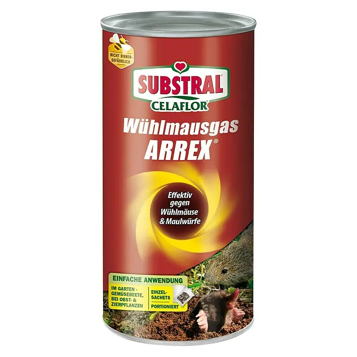 Substral Celaflor Wühlmausgas Arrex - 50 Stk., 5 g - Dose Wühlmausgas Arrex von Substral Celaflor zur effektiven Bekämpfung von Wühlmäusen und Maulwürfen im Garten.
