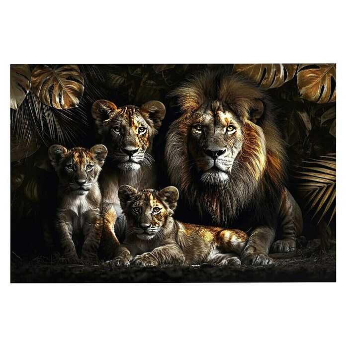 Reinders Glasbild Lion Family (Lion Family, B x H: 78 x 116 cm) | BAUHAUS