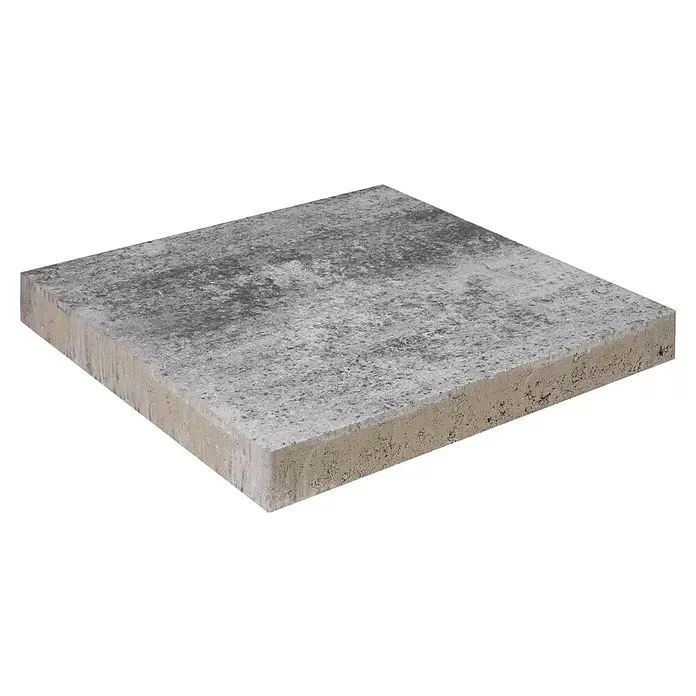 EHL Terrassenplatte Olinda - 40 x 40 x 4 cm, Grau/Anthrazit, Beton - Rechteckiger grauer Betonstein mit strukturierter Oberfläche und heller beiger Seite.