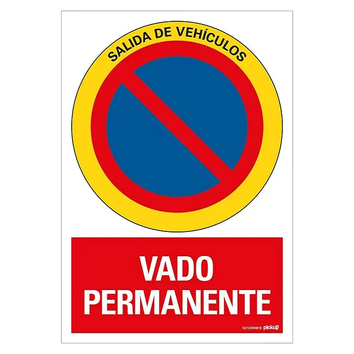 Pickup Señal de precaución - Motivo: Vado permanente, L x An: 33 x 23 cm - La señal de tráfico "Vado Permanente" indica que no se puede aparcar en una salida de vehículos. Señala una prohibición permanente.