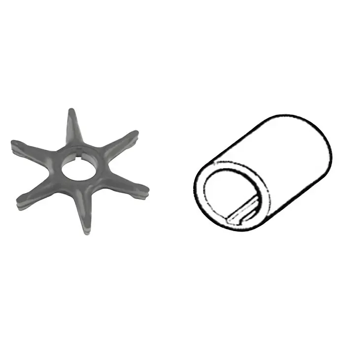 CEF Impeller 500326 - Ø x L: 69,5 x 12,8 mm, Wellendurchmesser: 16,15 mm - Bild von einem Impeller mit sechs Flügeln und einer zylindrischen Buchse. Für Pumpenreparaturen oder -wartung.
