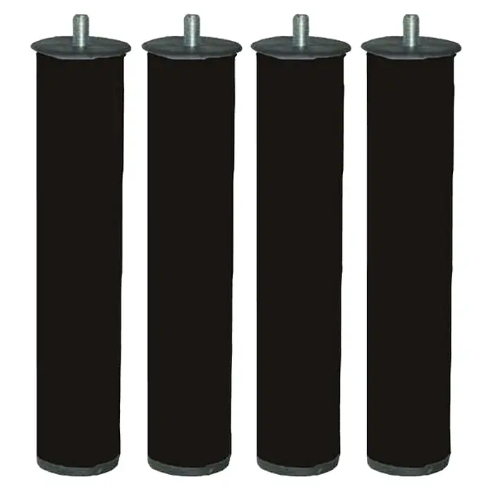 Micel Set de patas de mueble para canapé Tapiflex - Ø x Al: 5 x 25 cm, Acero, Negro - Cuatro pies de equipo cilíndricos negros con fijación de tornillo, ideales para elevar y estabilizar muebles.