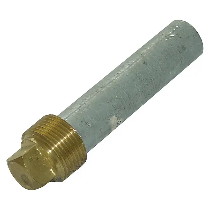 Yachticon Schraubenanode - Zink, Salzwasser, Ø x L: 10 x 40 mm - Nahaufnahme einer Magnesium-Anode mit Messinggewinde, ein unverzichtbares Zubehör für Warmwasserbereiter.