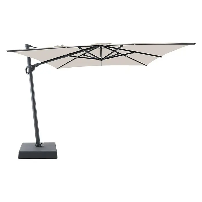 Sunfun Parasol de jardín Corfu - Crudo, 300 x 400 cm, Aluminio - La sombrilla independiente proporciona sombra en un área grande. Tiene una base estable y una sombrilla ajustable para una ubicación flexible.