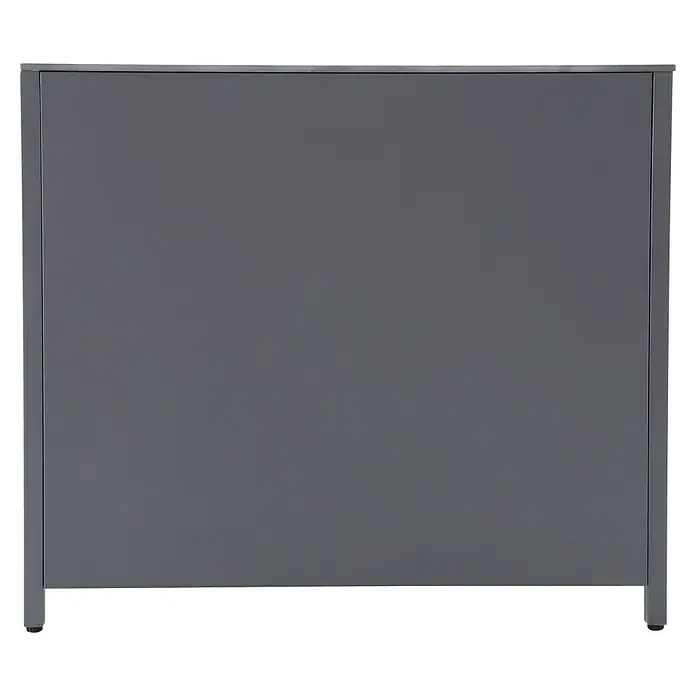 Sunfun Cocina exterior Kendra - Aluminio/Acero, Antracita - En la imagen se muestra un armario gris con un diseño simple. Perfecto para espacios modernos y ofrece almacenamiento práctico.