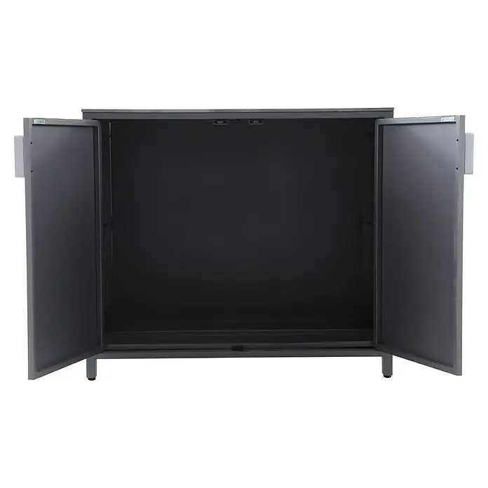 Sunfun Cocina exterior Kendra - Aluminio/Acero, Antracita - El espacioso armario de almacenamiento para exteriores en antracita ofrece un amplio espacio de almacenamiento para el exterior. Ideal para guardar accesorios de jardín.