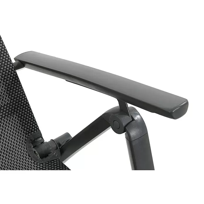 Sunfun Maja Tumbona reclinable - Aluminio/Textiline, Respaldo regulable, Antracita, An x Pr x Al: 61 x 69 x 111 cm - Reposabrazos de silla ergonómico gris oscuro con superficie lisa, conectado al marco y tejido de malla negro-gris.