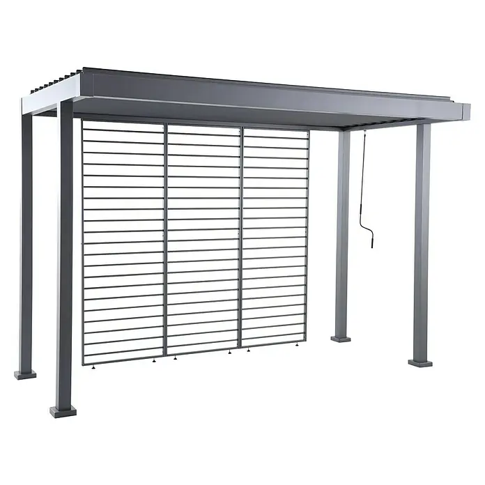 Sunfun Pérgola para barbacoa Laos - An x Pr: 342 x 168 cm, Color del armazón: Negro, Aluminio - La pérgola bioclimática de lamas ofrece una protección solar ideal y regula la circulación del aire para un clima exterior agradable.