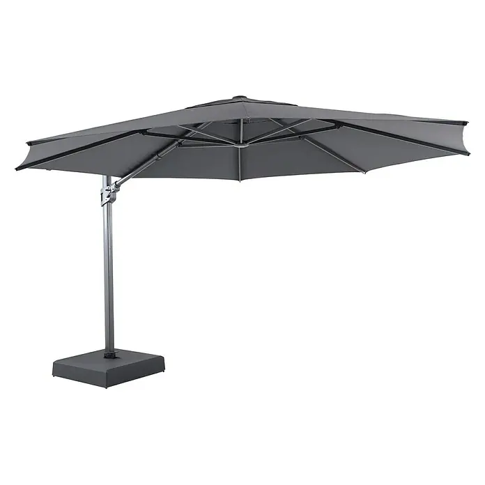 Sunfun Parasol de jardín Corfu - Antracita, Diámetro de cobertura: 400 cm - Sombrilla cuadrada gris para patio con base resistente, perfecta para dar sombra en tu jardín o terraza.
