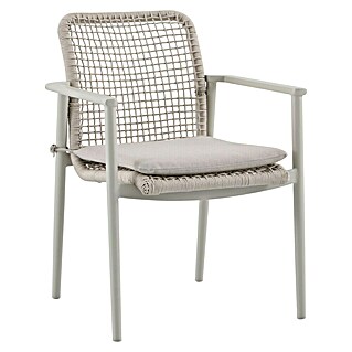 Sunfun Solo Silla de jardín (67 x 63 x 85 cm, Beige, Aluminio/Olefina, Apilable)