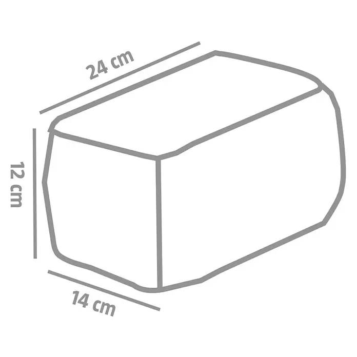 Mauerstein Times Light - 24 x 14 x 12 cm, Grau-Anthrazit, Beton - Rechteckiger Block mit abgerundeten Kanten, 24 cm lang, 12 cm hoch und 14 cm tief.
