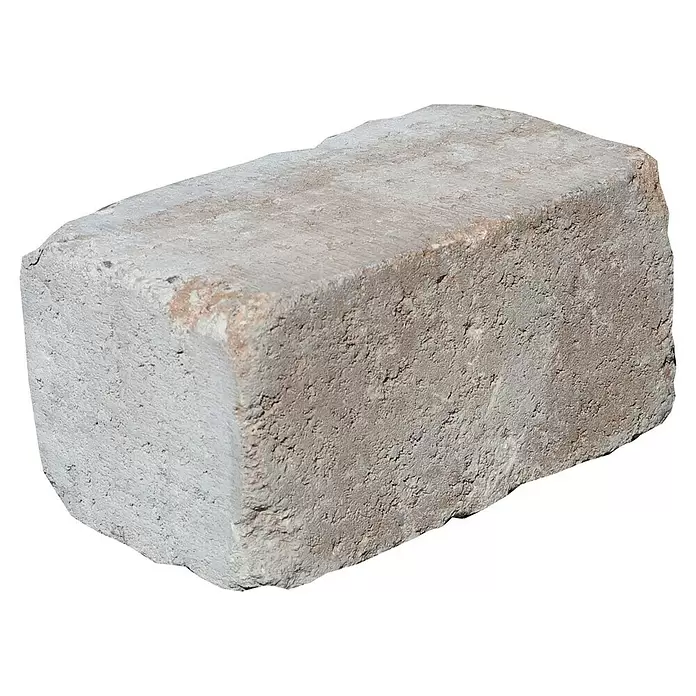 Mauerstein Times Antik Light - 24 x 14 x 12 cm, Muschelkalk, Beton - Ein rechteckiger, strukturierter grau-brauner Beton- oder Steinziegel.