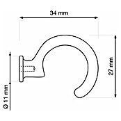 Walteco Garderobna kuka Brent  (Ø x D: 11 x 27 mm, Širina: 34 mm) | BAUHAUS