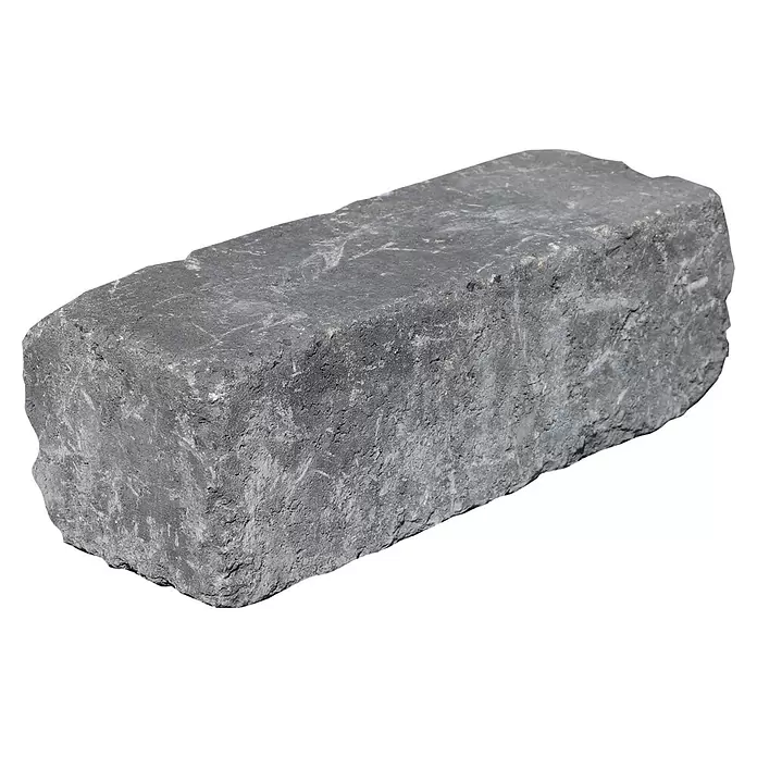 Mauerstein Times Antik Light - 36 x 14 x 12 cm, Anthrazit, Beton - Rau strukturierter, dunkelgrauer, rechteckiger Pflasterstein.