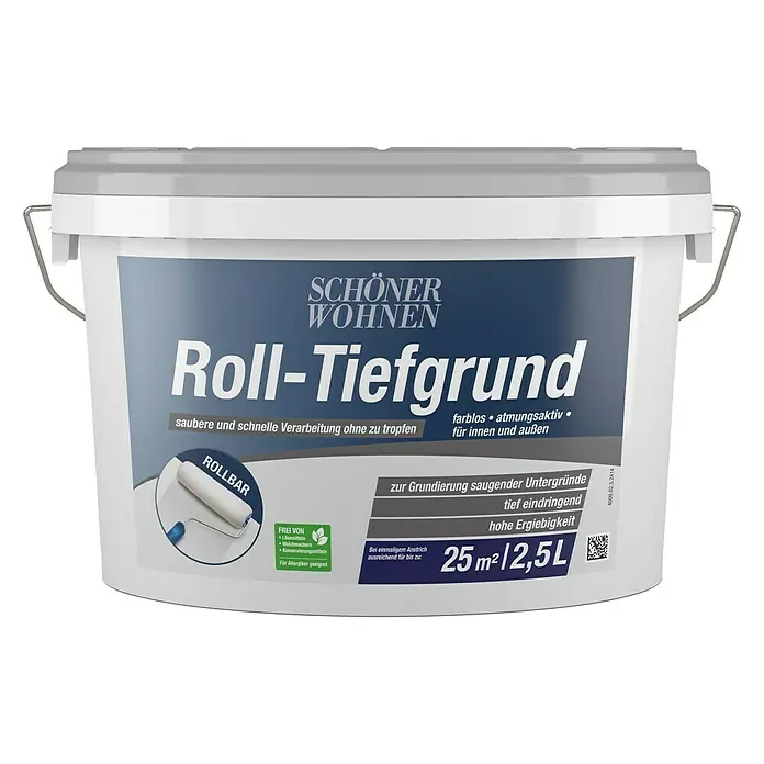 SCHÖNER WOHNEN-Farbe Grundierung Roll-Tiefgrund Hydrosol-Grundierung - 2,5 l, Farblos - Abbildung eines Eimers Schöner Wohnen Roll-Tiefgrund, einer farblosen, atmungsaktiven Grundierung für den Innen- und Außenbereich.