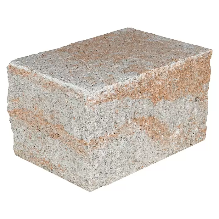 EHL Mauerstein Anzio Light - 25 x 18 x 15 cm, Sandstein, Beton - Texturierter Betonpflasterstein in Grau und Rotbraun.