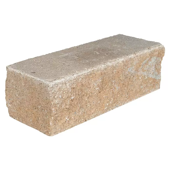EHL Mauerstein Anzio Light - 50 x 18 x 15 cm, Sandstein, Beton - Strukturierter beiger Betonstein für Stützmauern, schräge Ansicht.