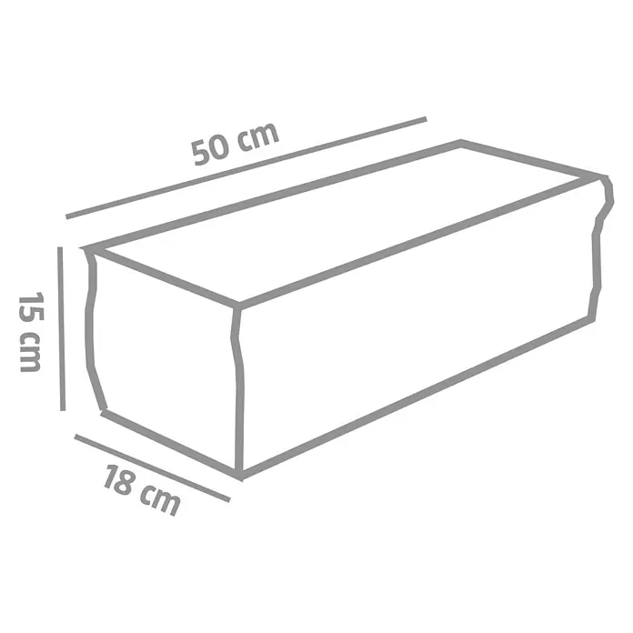 EHL Mauerstein Anzio Light - 50 x 18 x 15 cm, Muschelkalk, Beton - Weißer rechteckiger Block, grau umrandet, mit Maßen 50x15x18 cm.