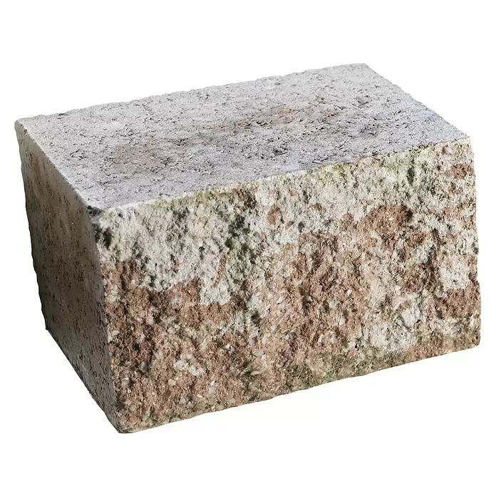 EHL Mauerstein Anzio Light - 25 x 18 x 15 cm, Muschelkalk, Beton - Texturierter Betonblock in Grautönen, Braun und Grün.