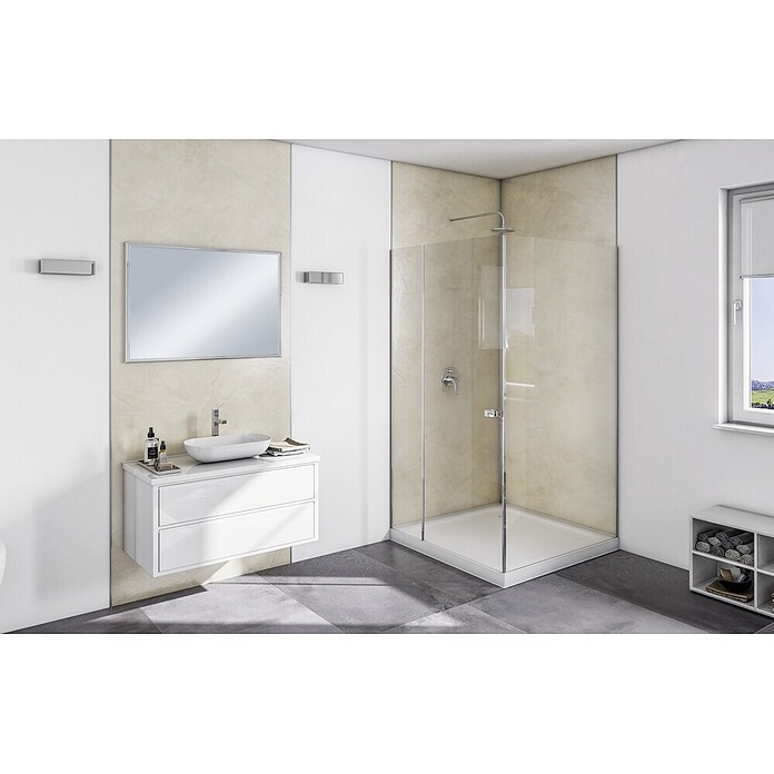 SanDesign Acryl-Verbundplatte Marble Beige (100 x 250 cm, Beige)