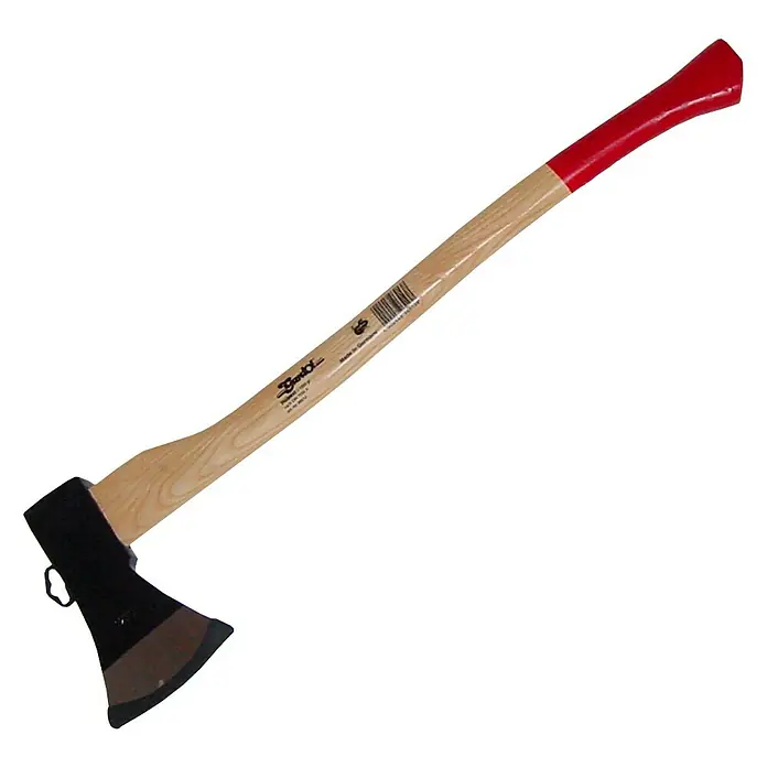 Gardol Hacha - Peso cabezal: 1.400 g - Imagen de un hacha con mango de madera y extremo rojo sobre un fondo negro.
