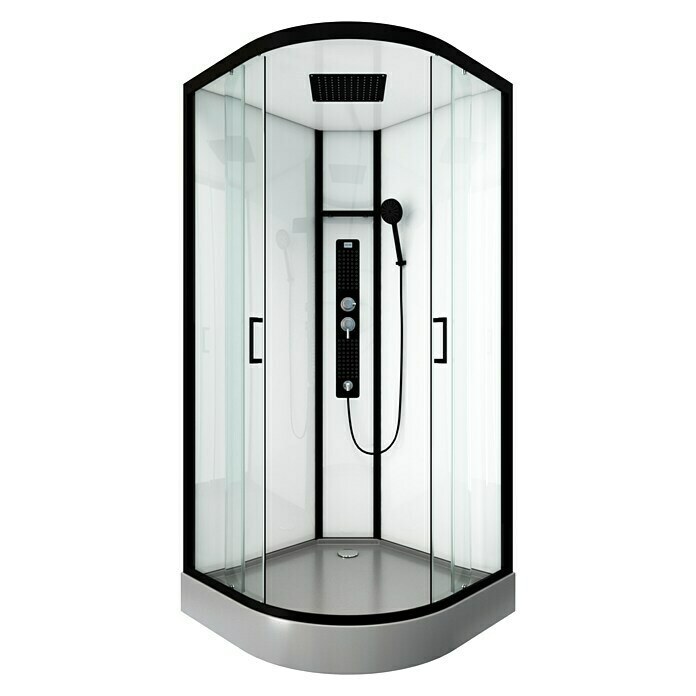 Designdusche Indus (90 x 90 x 215 cm, Halbrund, Anthrazit/Silbergrau)