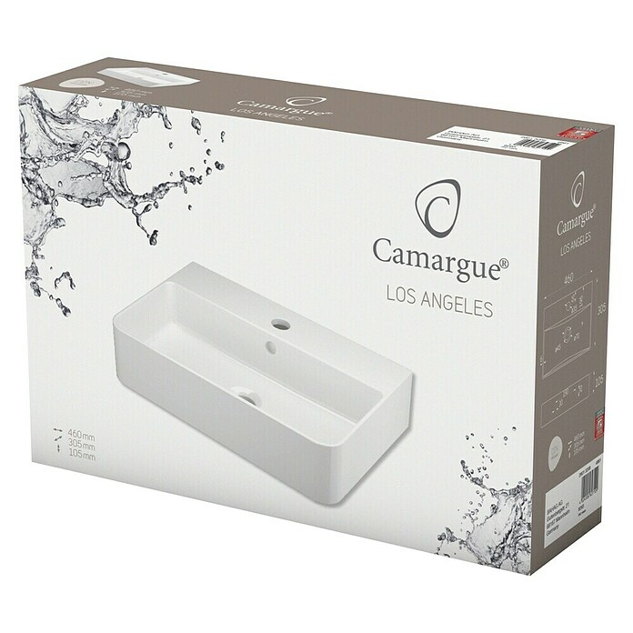 Camargue Los Angeles Lavabo pequeño (46 x 30,5 cm, Cerámica, Blanco)