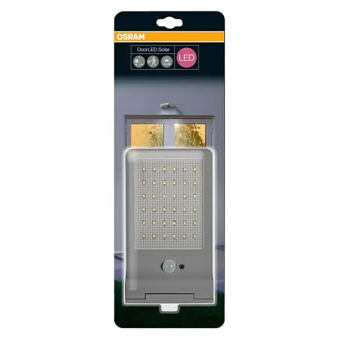 Osram Solar-Außenwandleuchte - 3 W, L x B x H: 19,2 x 11 x 3 cm, Silber, IP44, 320 lm