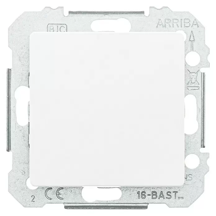 Siemens DELTA Mega Schalter SIE044059 - Polar Weiß, Schrauben, Innen - Weißer Lichtschaltereinsatz aus Kunststoff mit silberfarbenem Metallrahmen.