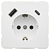 Siemens Delta Style Enchufe con USB (Blanco, Brillante, Plástico, Montaje enrasado) | BAUHAUS