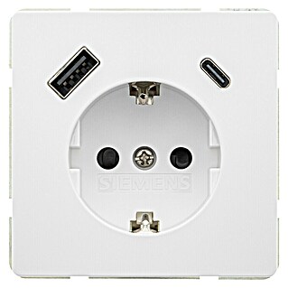 Siemens Delta Style Enchufe con USB (Blanco, Brillante, Plástico, Montaje enrasado)