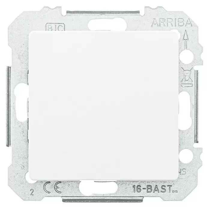 Siemens DELTA Mega Kreuzschalter SIE044066 - Polar Weiß, Glänzend, Unterputzmontage, 10 A - Weißer Schaltereinsatz mit metallischem Montagrahmen.